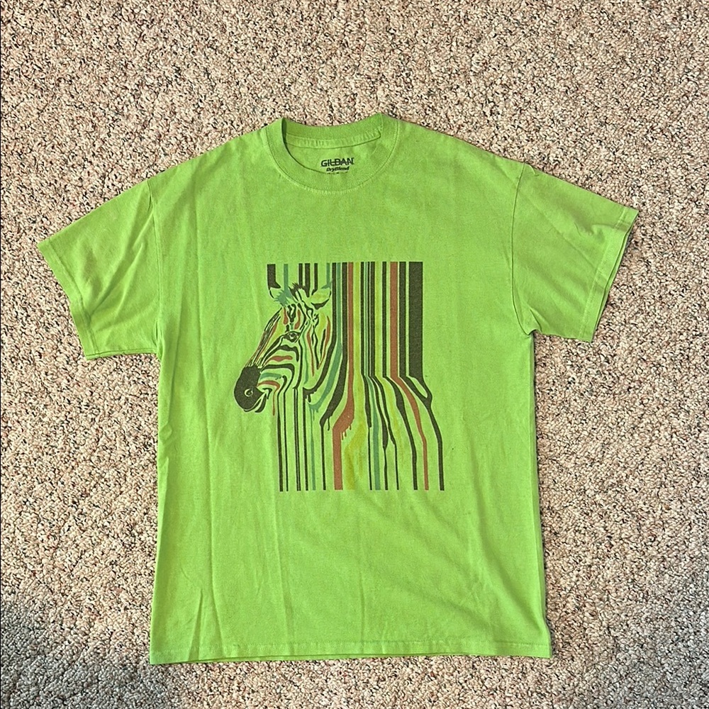 Gildan Lime Green Zebra Graphic Tee